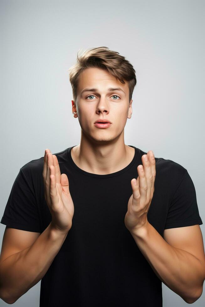 handsome asian man emotional dynamic pose AI Generative photo