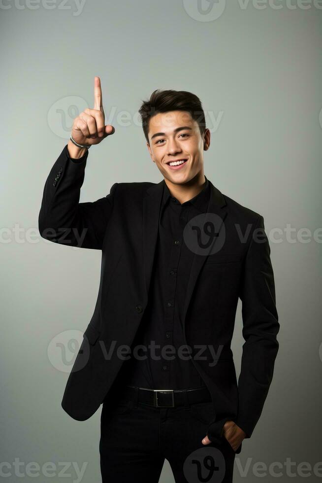 handsome asian man emotional dynamic pose AI Generative photo