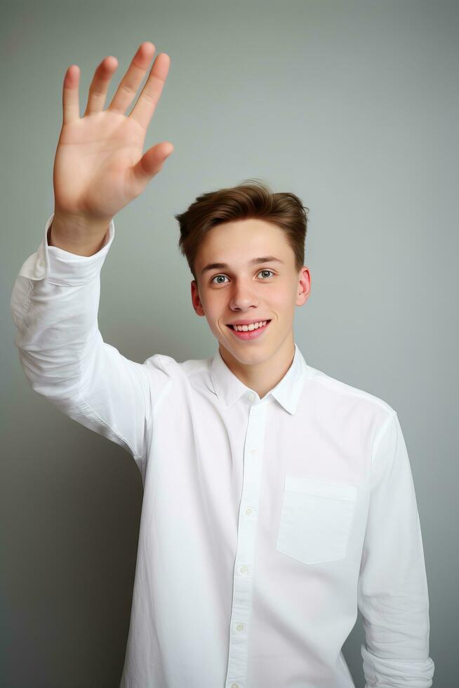 hermoso asiático hombre emocional dinámica actitud ai generativo foto