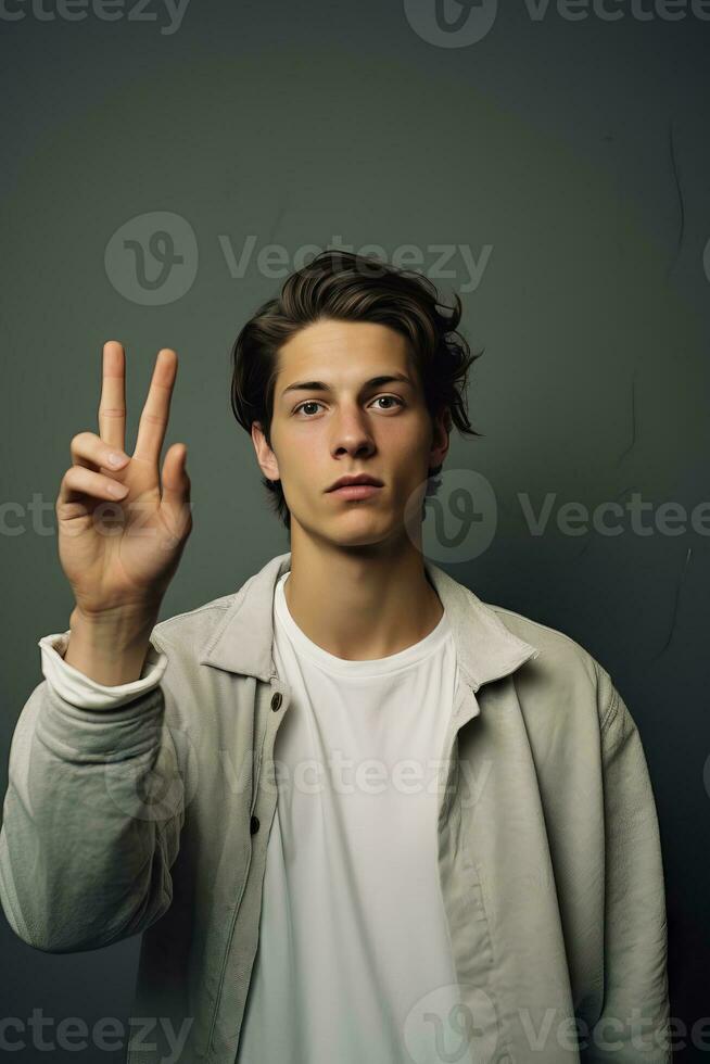 handsome asian man emotional dynamic pose AI Generative photo