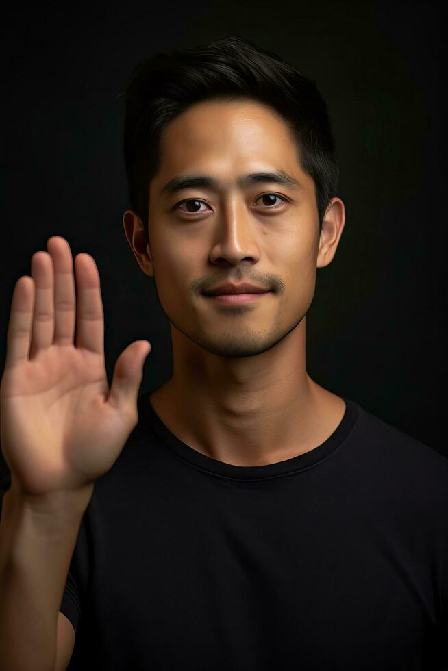 handsome asian man emotional dynamic pose AI Generative photo