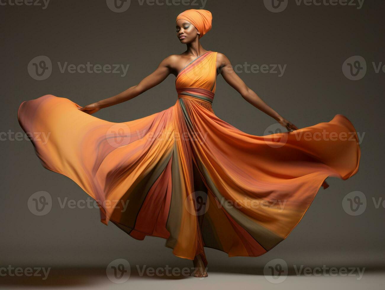 Studio shot of african woman dynamic emotional gestures AI Generative photo