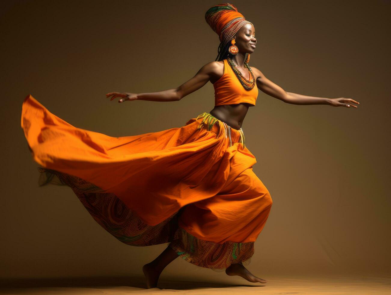 Studio shot of african woman dynamic emotional gestures AI Generative photo