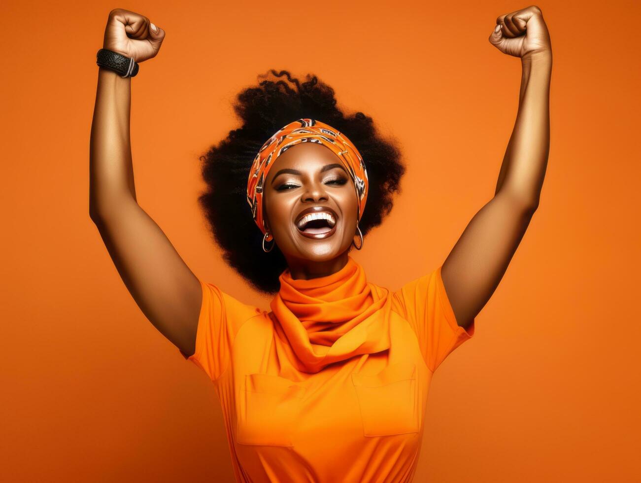 Studio shot of african woman dynamic emotional gestures AI Generative photo
