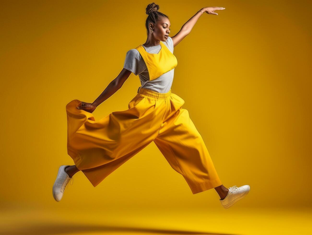 Studio shot of african woman dynamic emotional gestures AI Generative photo