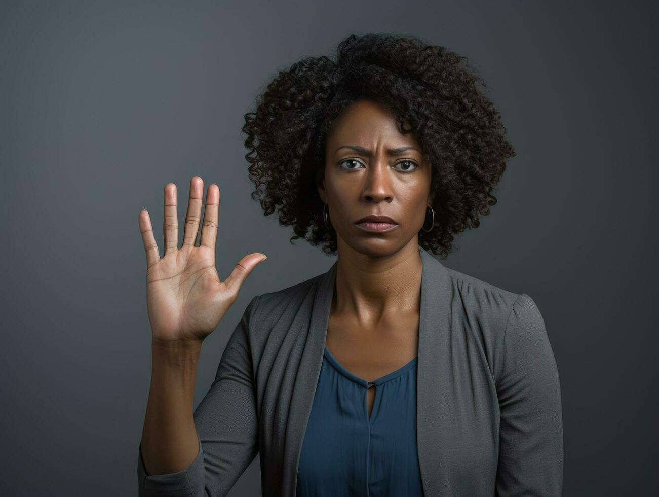 Studio shot of african woman dynamic emotional gestures AI Generative photo