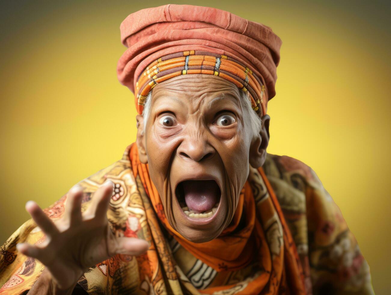 Studio shot of african woman dynamic emotional gestures AI Generative photo