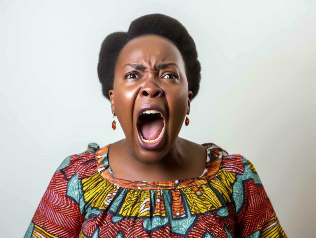 Studio shot of african woman dynamic emotional gestures AI Generative photo