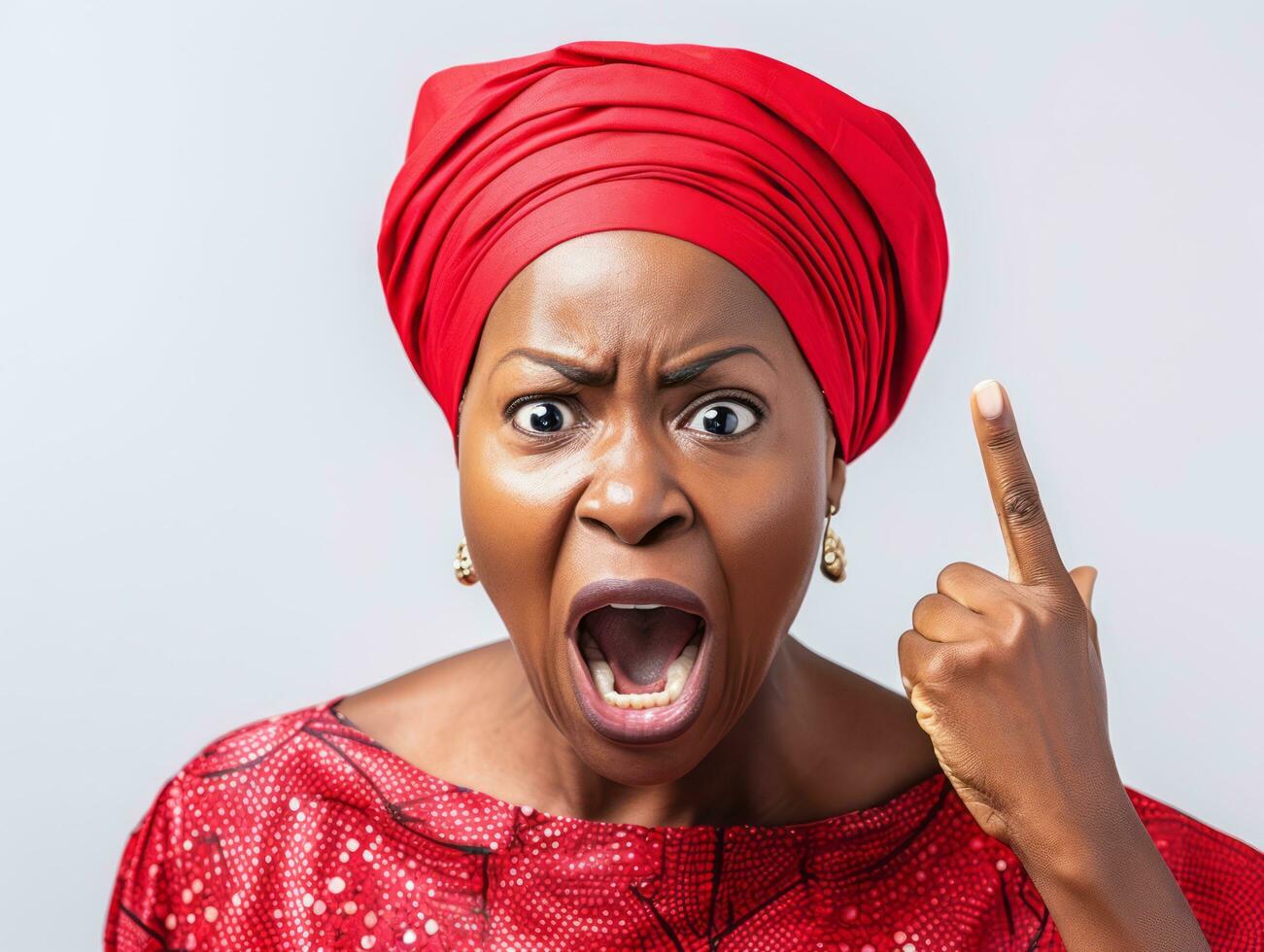Studio shot of african woman dynamic emotional gestures AI Generative photo