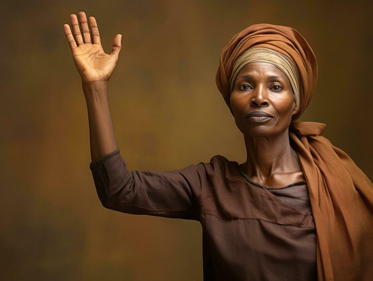 Studio shot of african woman dynamic emotional gestures AI Generative photo