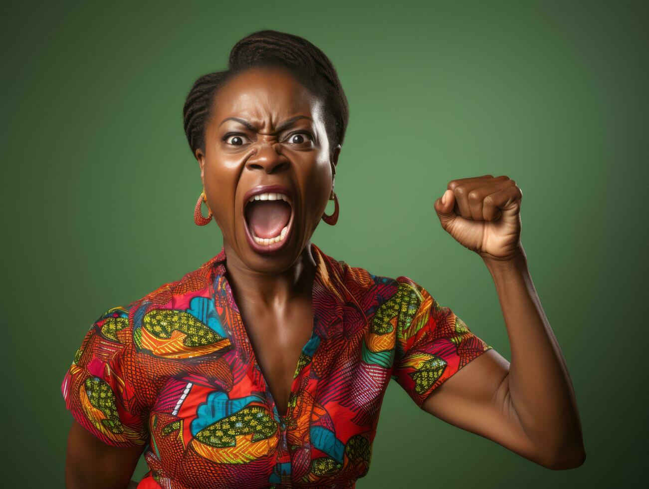 Studio shot of african woman dynamic emotional gestures AI Generative photo