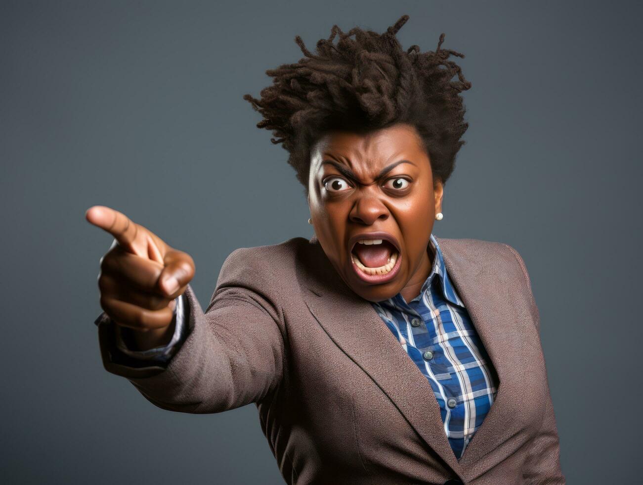 Studio shot of african woman dynamic emotional gestures AI Generative photo