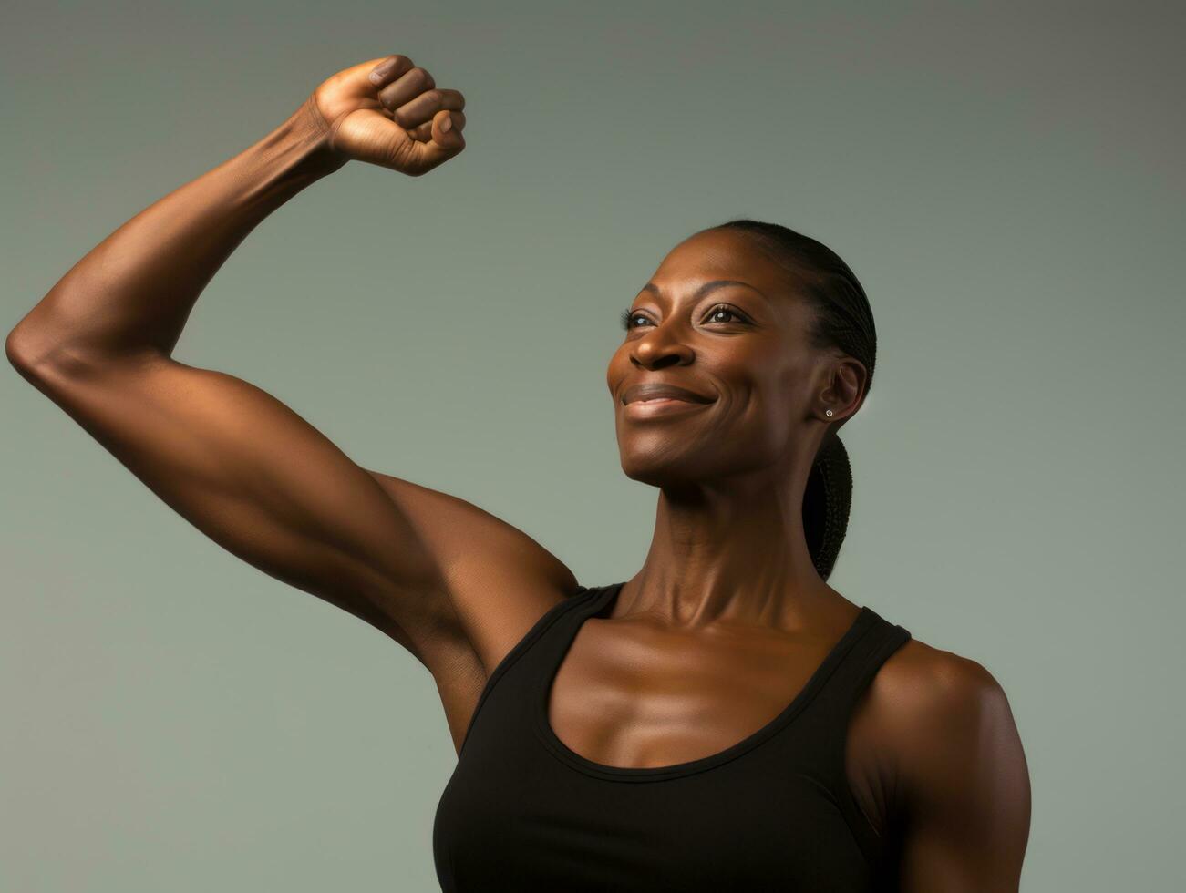 Studio shot of african woman dynamic emotional gestures AI Generative photo