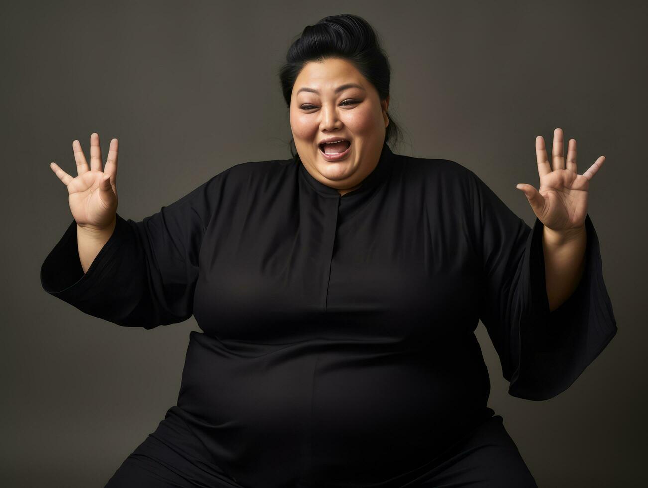 Studio shot of plus size asian woman AI Generative photo