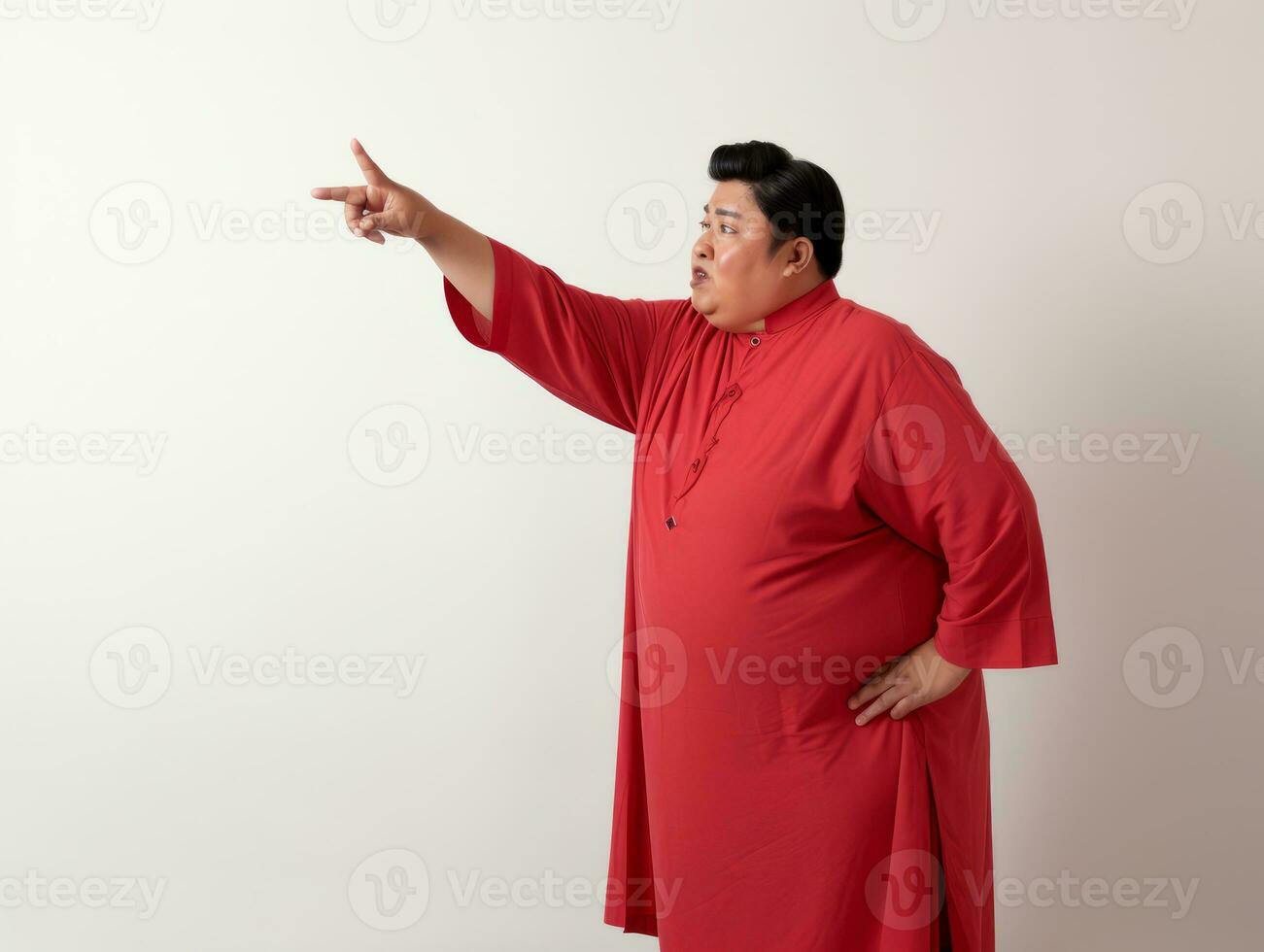 Studio shot of plus size asian woman AI Generative photo