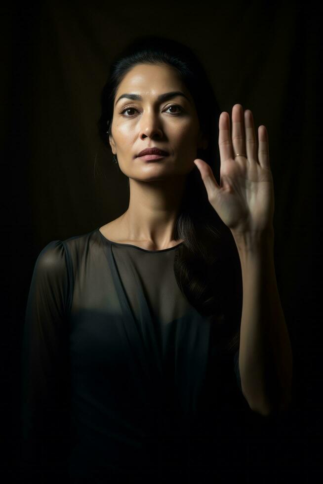 Studio shot of asian woman dynamic emotional gestures AI Generative photo