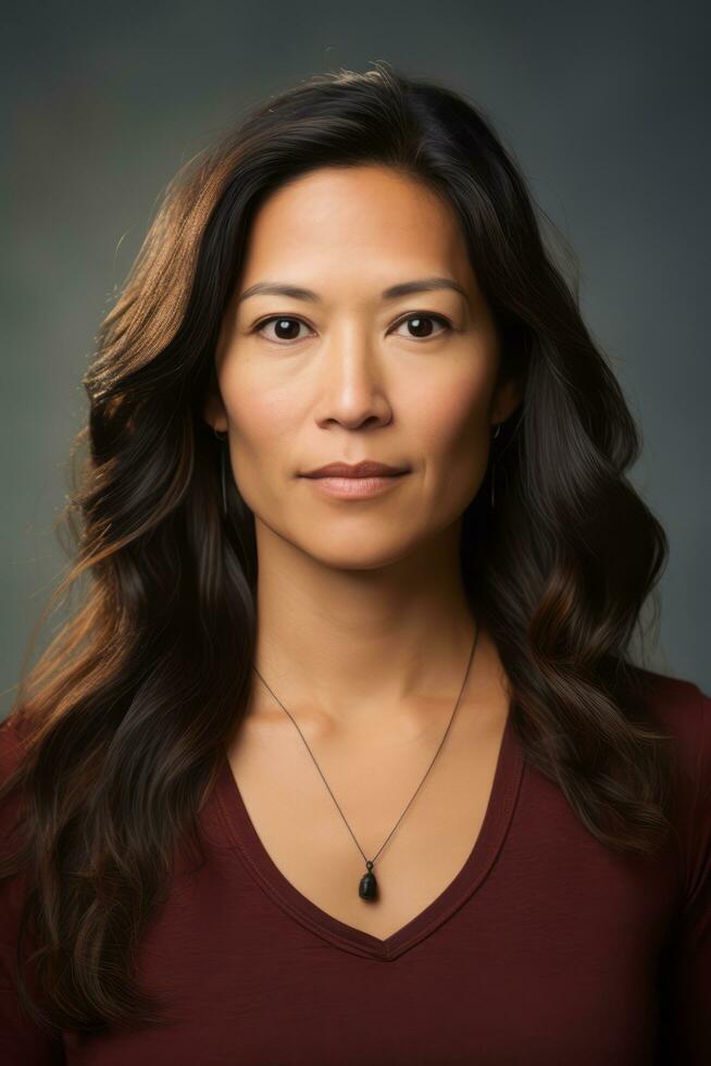 Studio shot of asian woman dynamic emotional gestures AI Generative photo