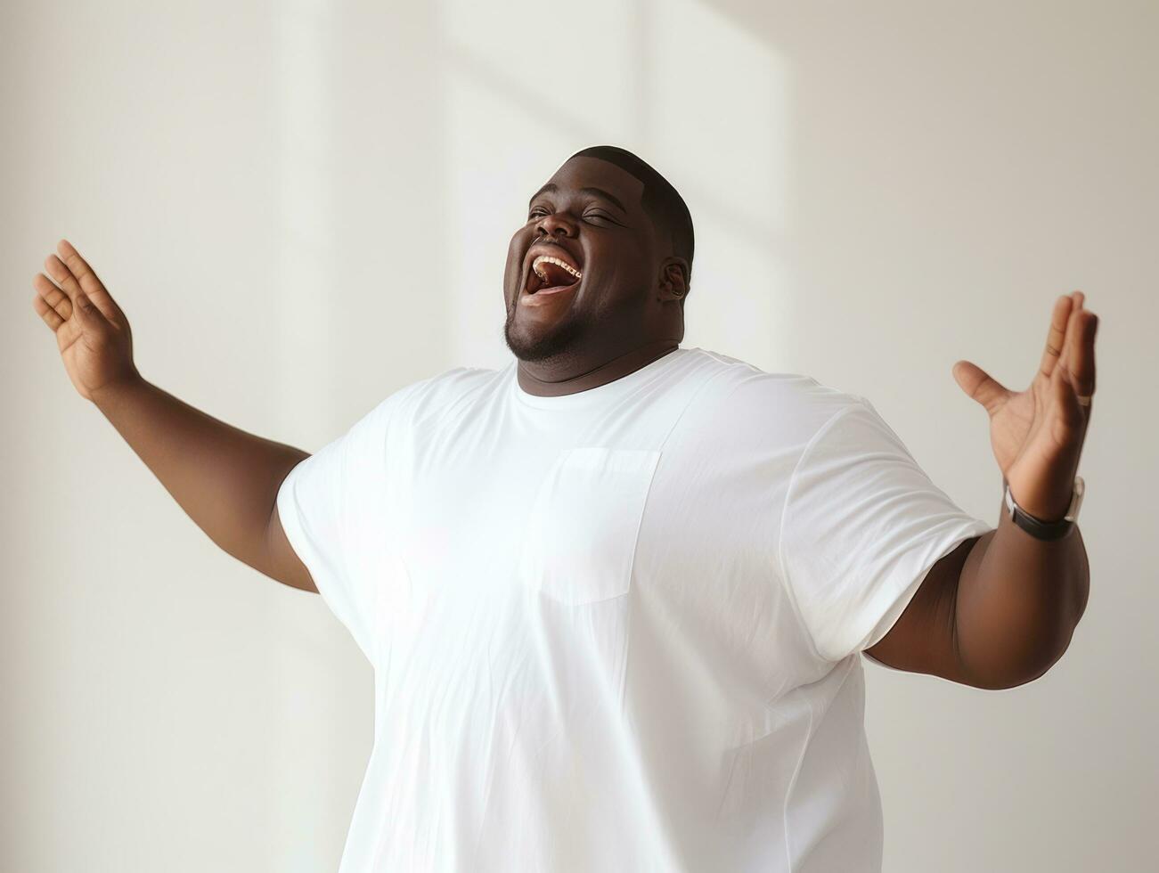 Studio shot of african man dynamic emotional gestures AI Generative photo