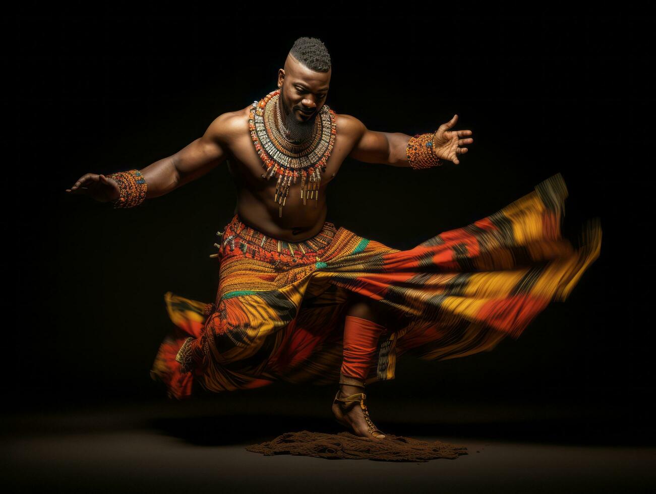 Studio shot of african man dynamic emotional gestures AI Generative photo