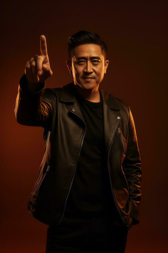 handsome asian man emotional dynamic pose AI Generative photo