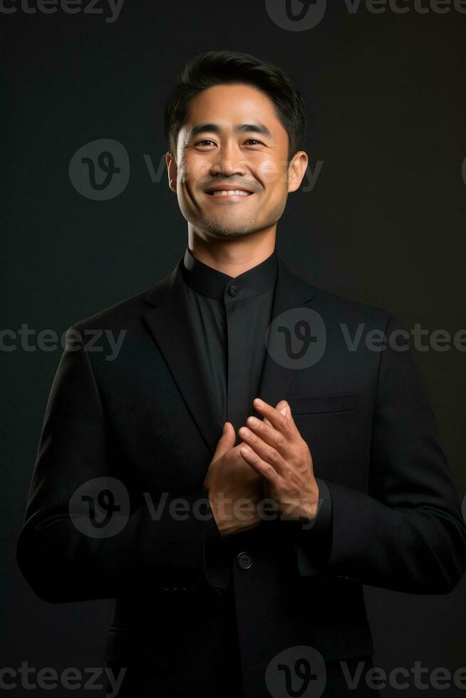 handsome asian man emotional dynamic pose AI Generative photo