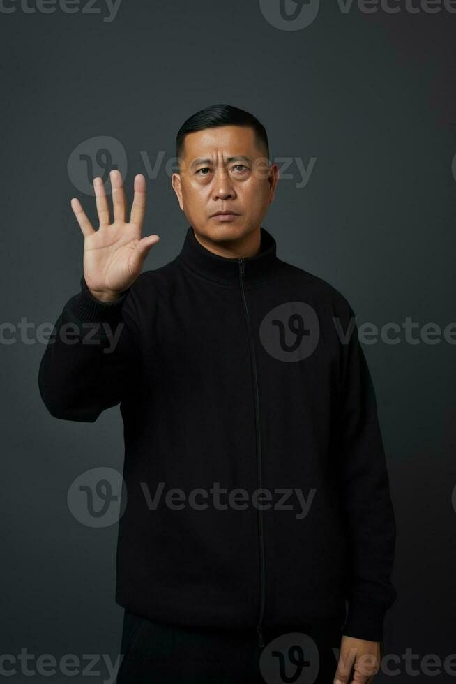 handsome asian man emotional dynamic pose AI Generative photo