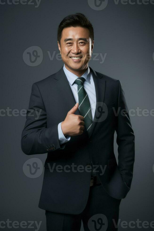 hermoso asiático hombre emocional dinámica actitud ai generativo foto