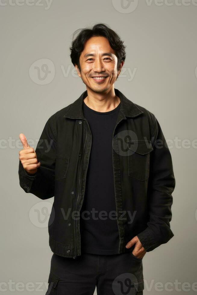 handsome asian man emotional dynamic pose AI Generative photo