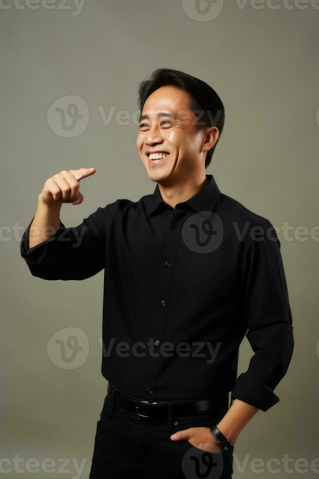 handsome asian man emotional dynamic pose AI Generative photo