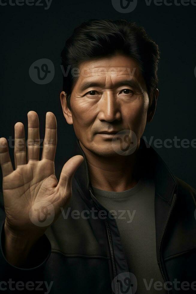 handsome asian man emotional dynamic pose AI Generative photo