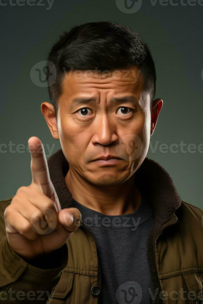 handsome asian man emotional dynamic pose AI Generative photo