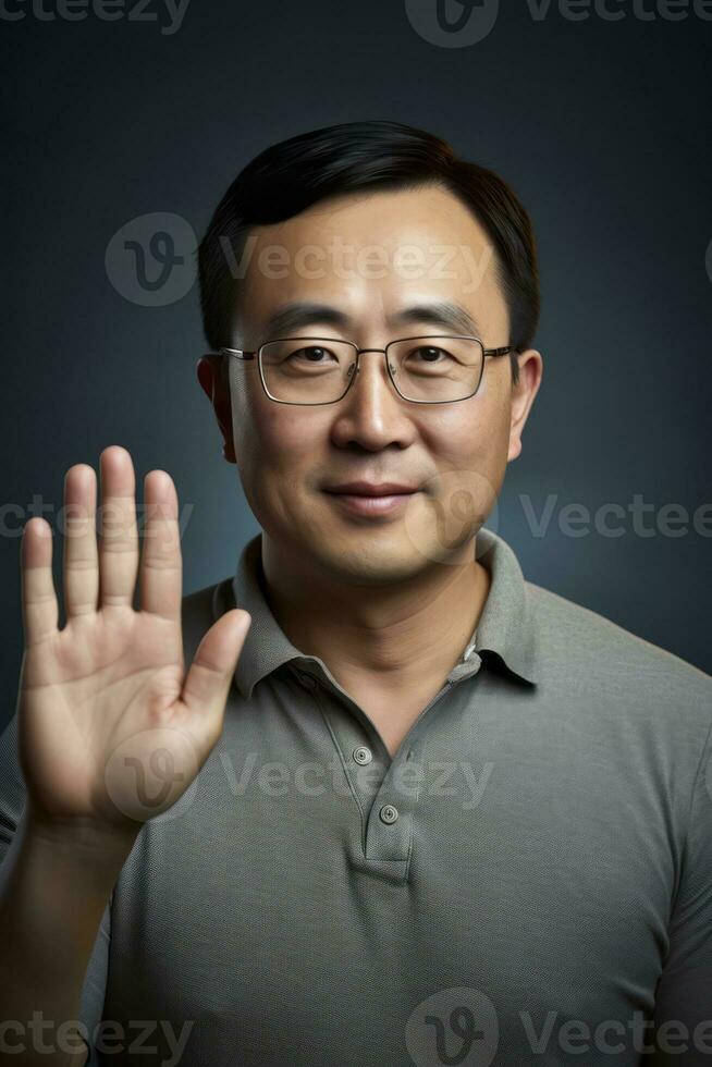handsome asian man emotional dynamic pose AI Generative photo