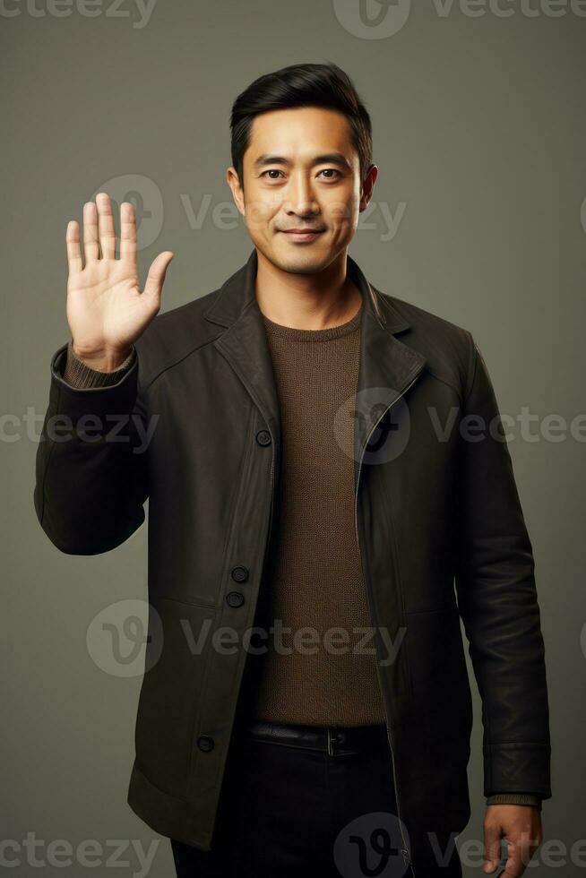 handsome asian man emotional dynamic pose AI Generative photo