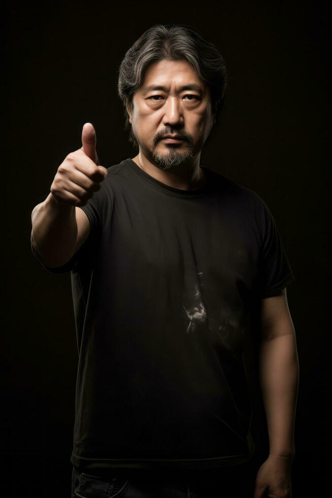 handsome asian man emotional dynamic pose AI Generative photo