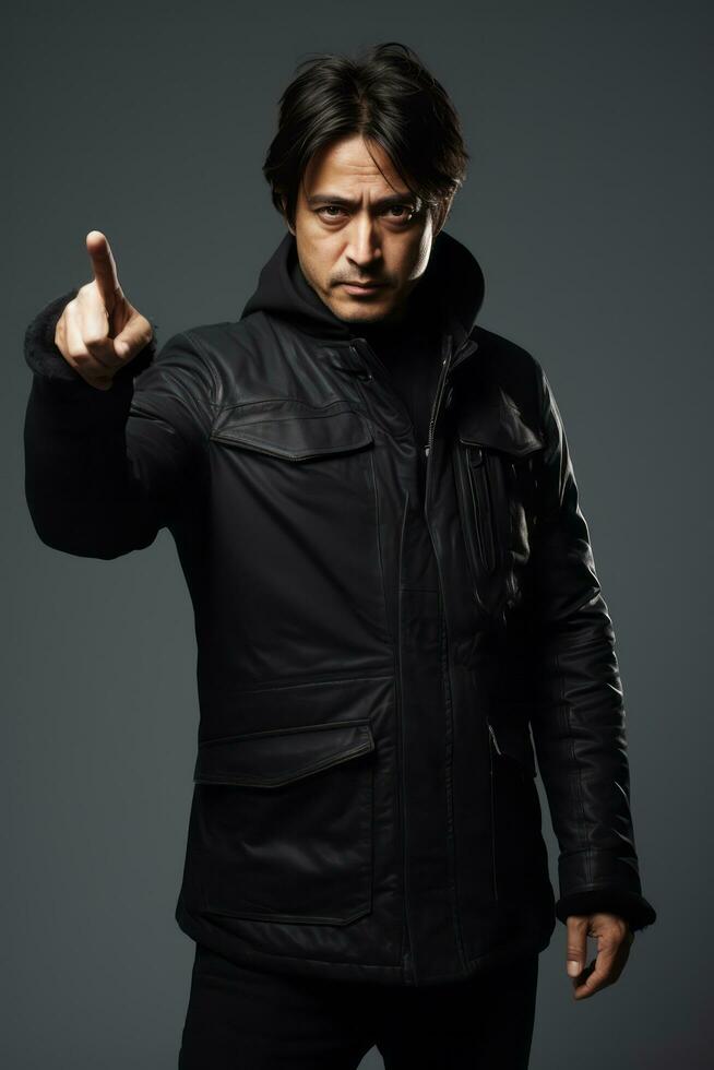handsome asian man emotional dynamic pose AI Generative photo
