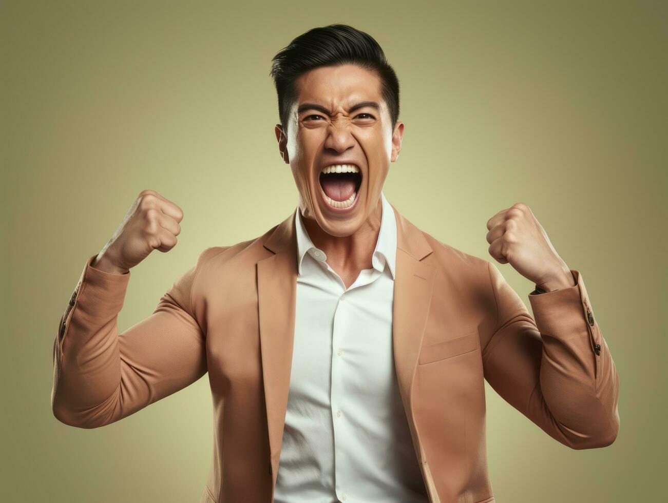 asian man emotional dynamic gestures AI Generative photo