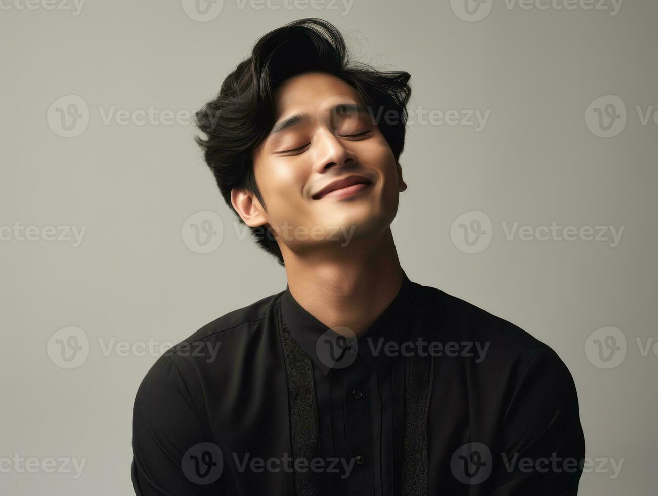 asian man emotional dynamic gestures AI Generative photo