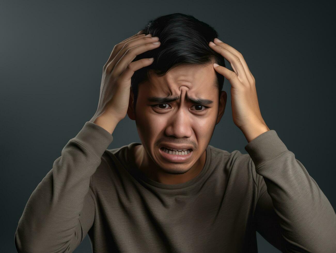 asian man emotional dynamic gestures AI Generative photo