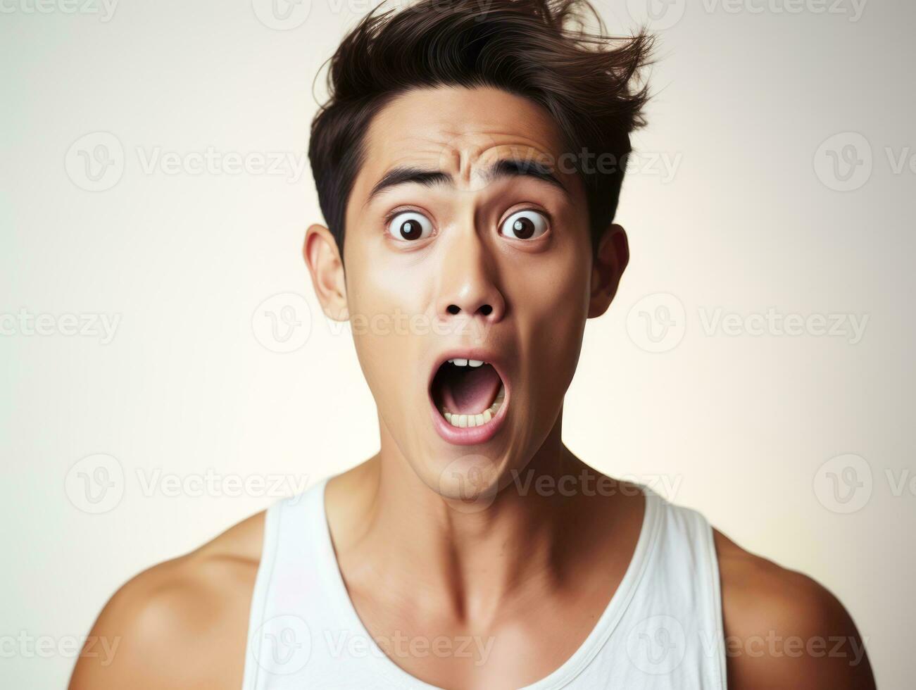 asian man emotional dynamic gestures AI Generative photo