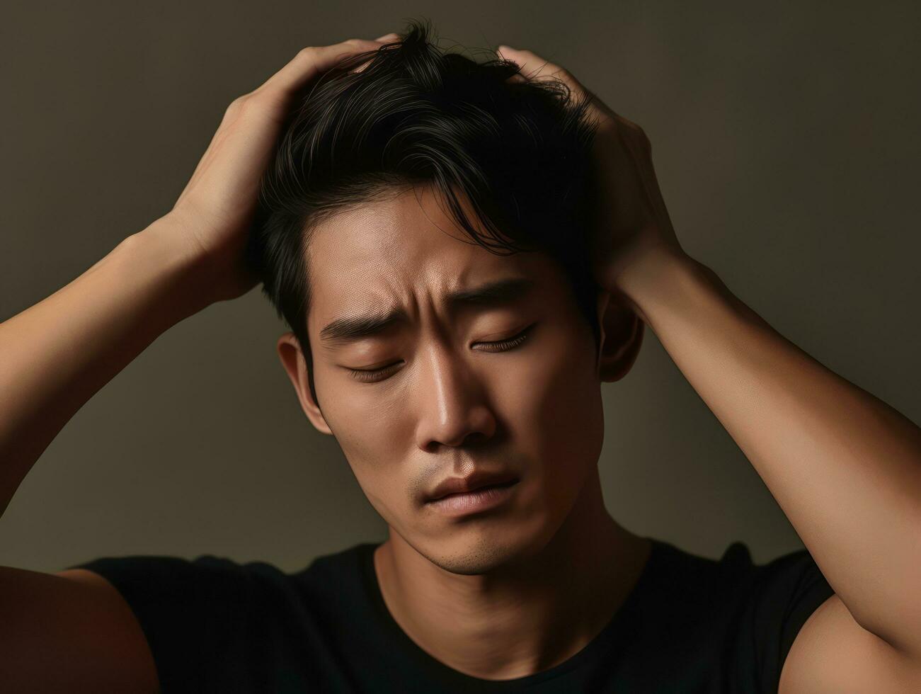 asian man emotional dynamic gestures AI Generative photo