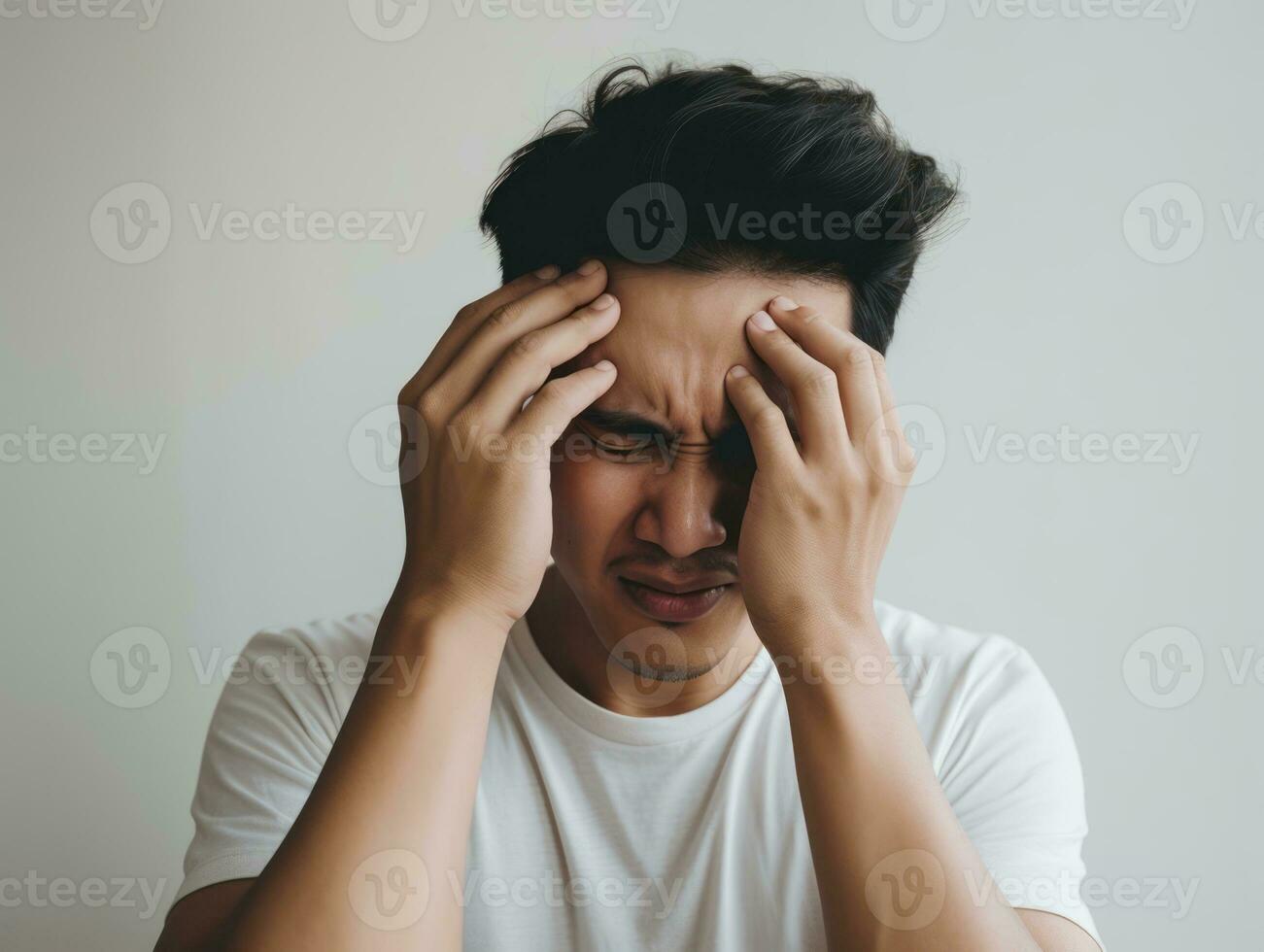 asian man emotional dynamic gestures AI Generative photo