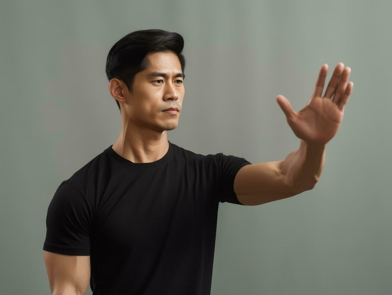 asian man emotional dynamic gestures AI Generative photo