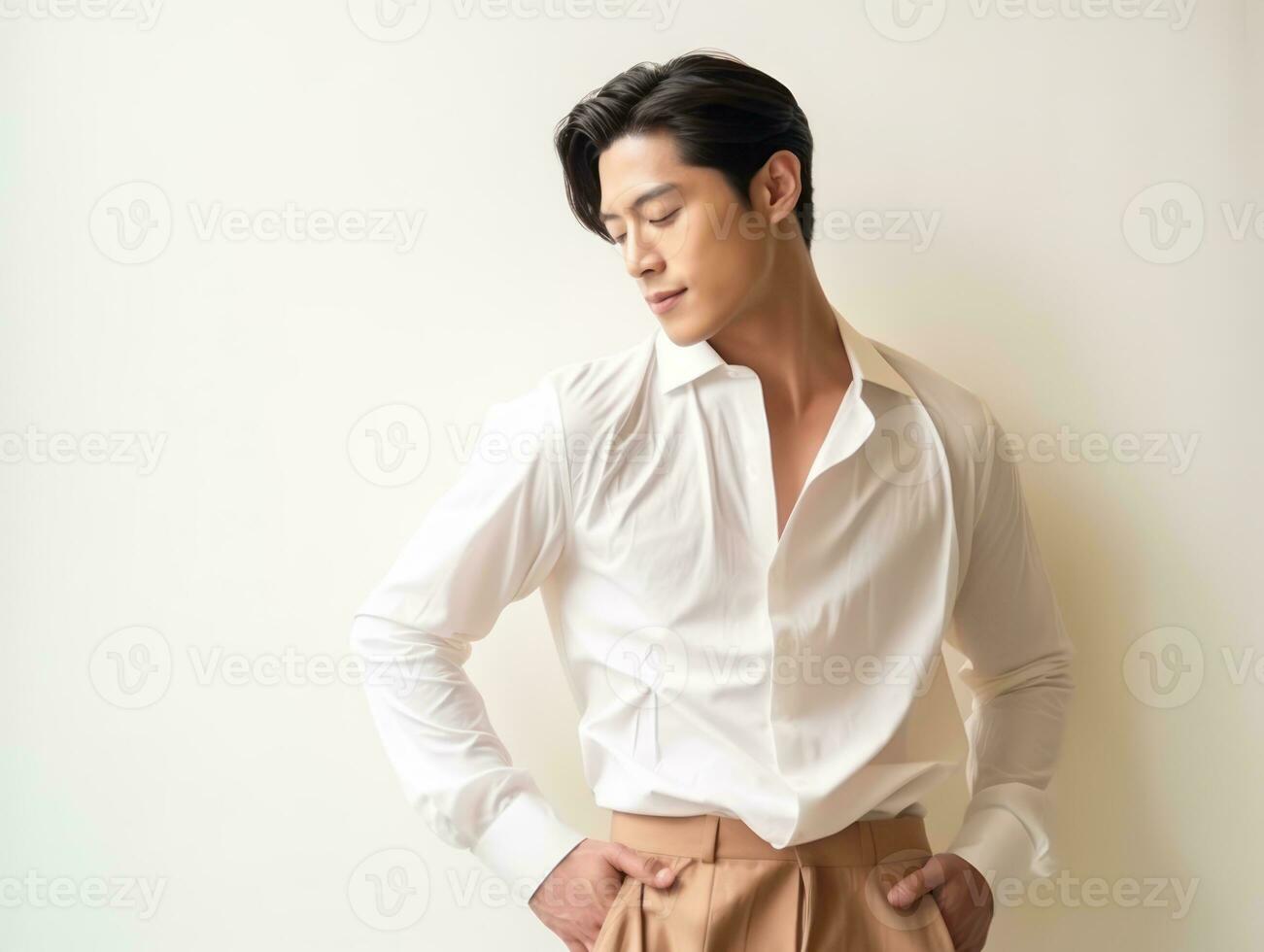 asian man emotional dynamic gestures AI Generative photo