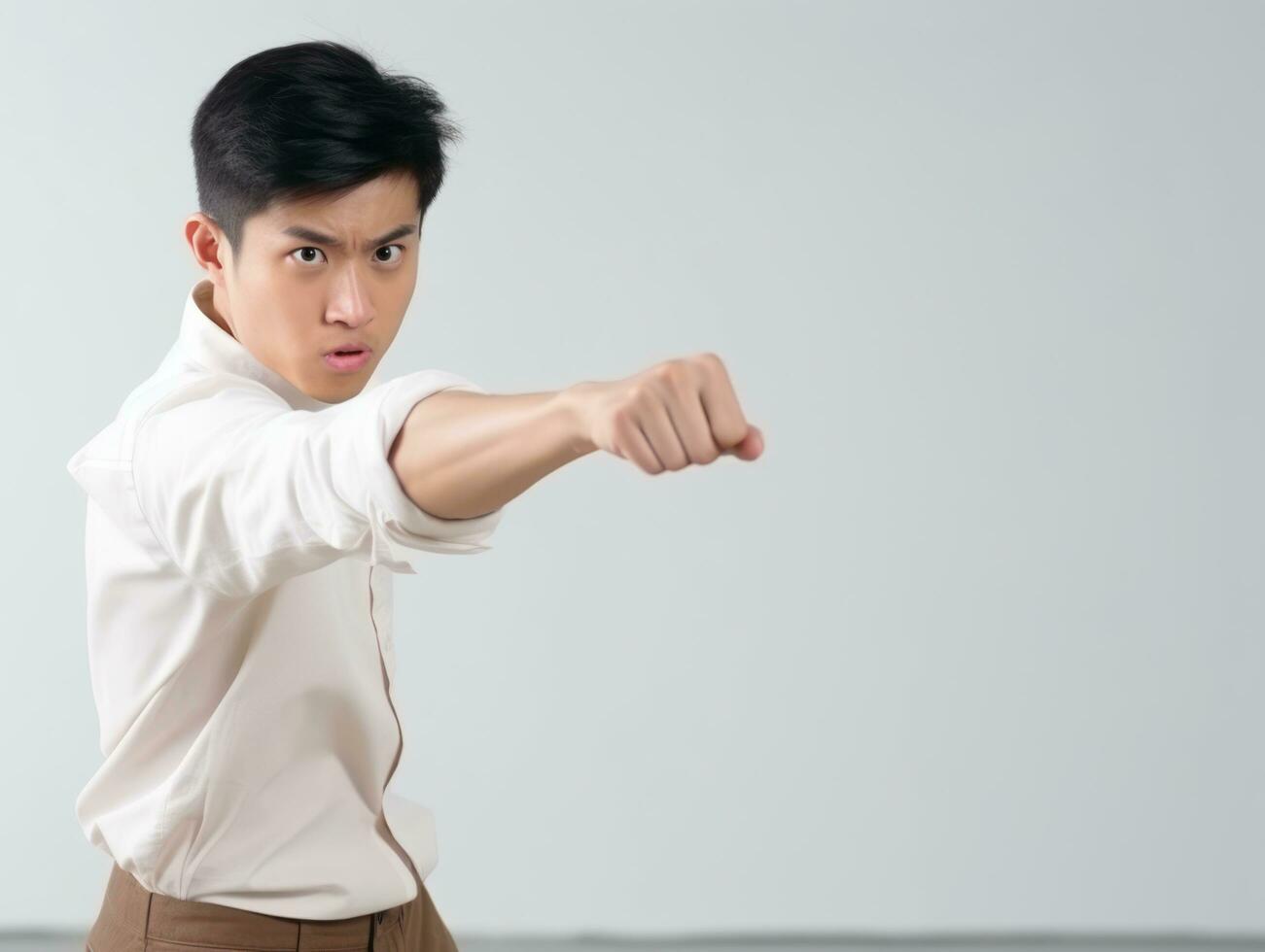 asian man emotional dynamic gestures AI Generative photo