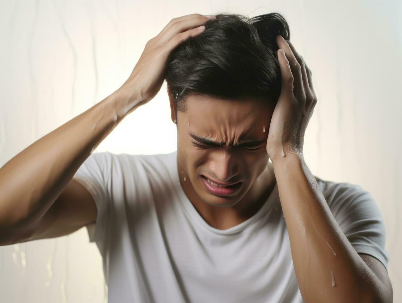 asian man emotional dynamic gestures AI Generative photo