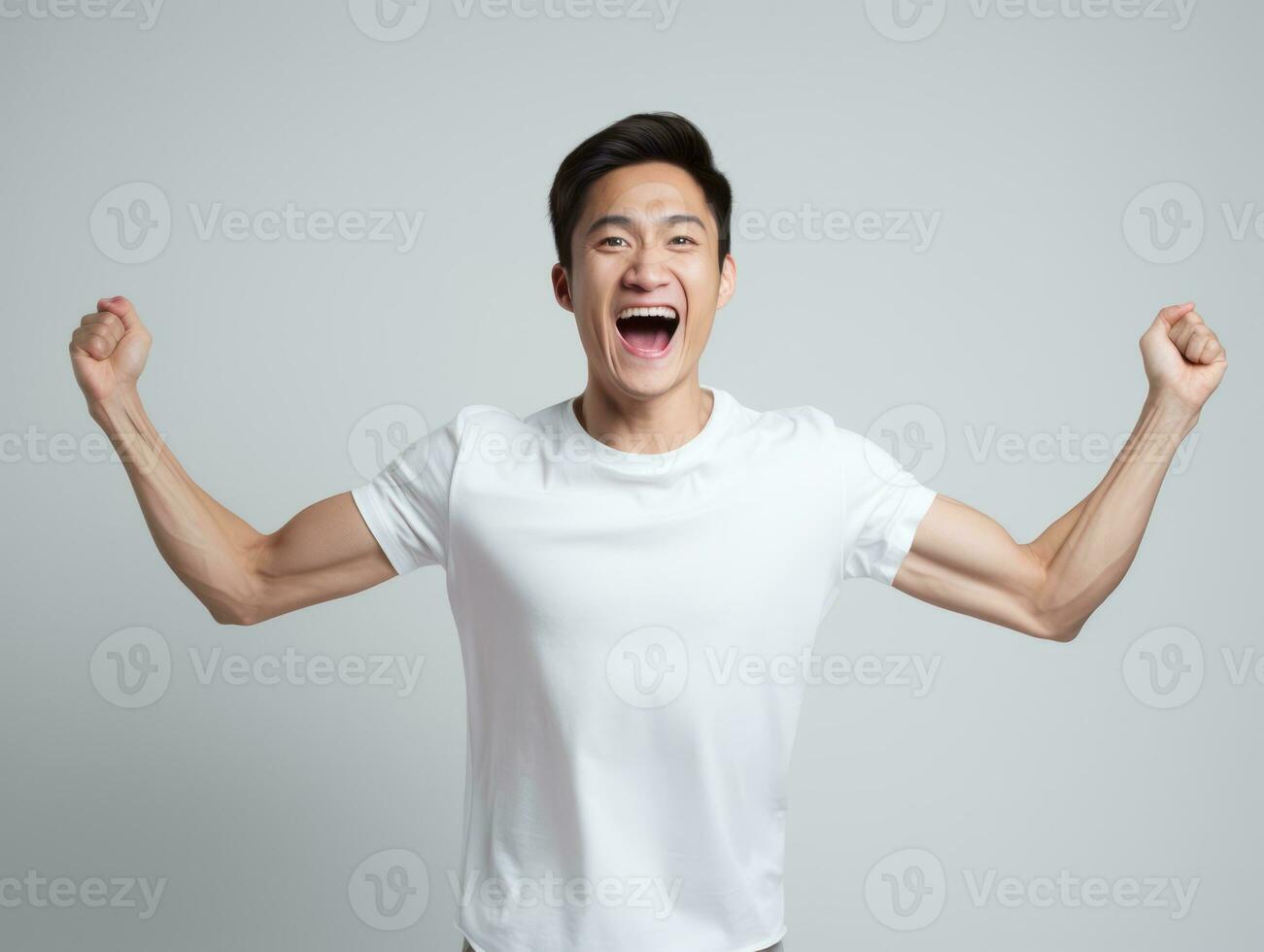 asian man emotional dynamic gestures AI Generative photo