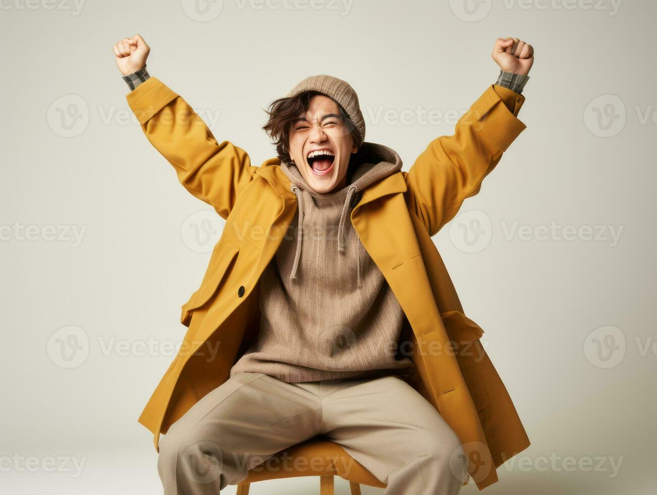 asian man emotional dynamic gestures AI Generative photo