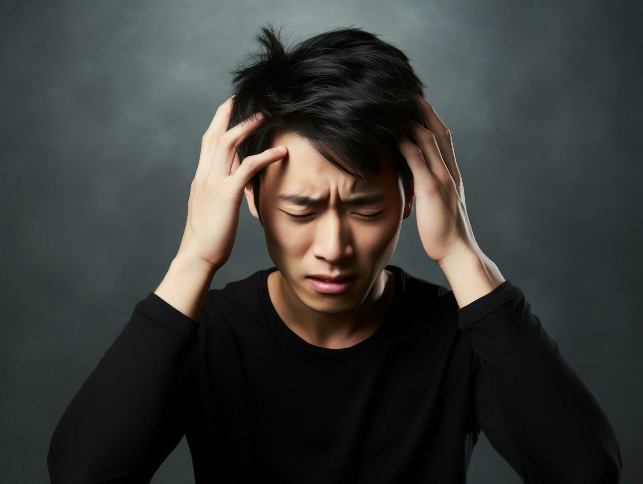 asian man emotional dynamic gestures AI Generative photo