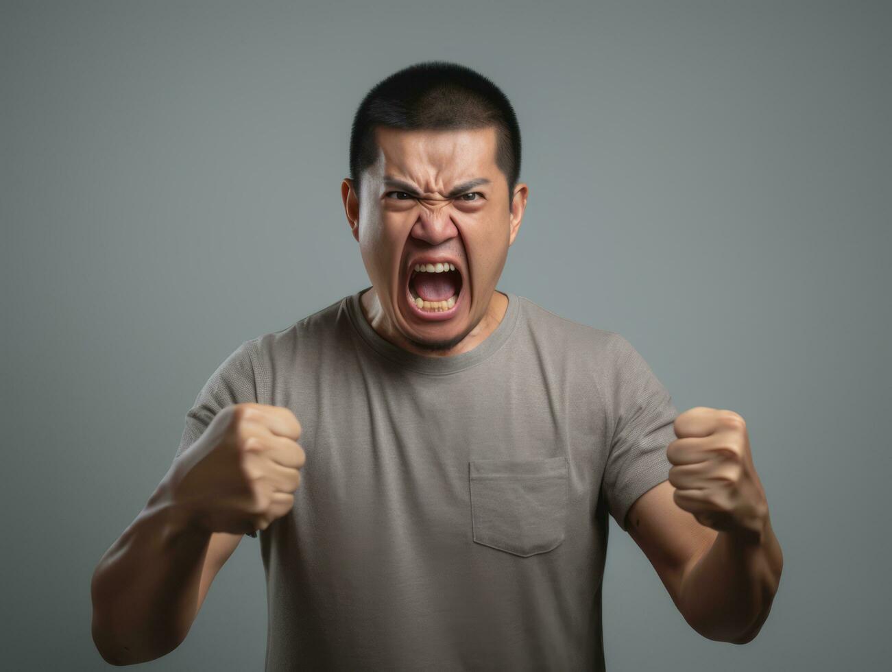 asian man emotional dynamic gestures AI Generative photo