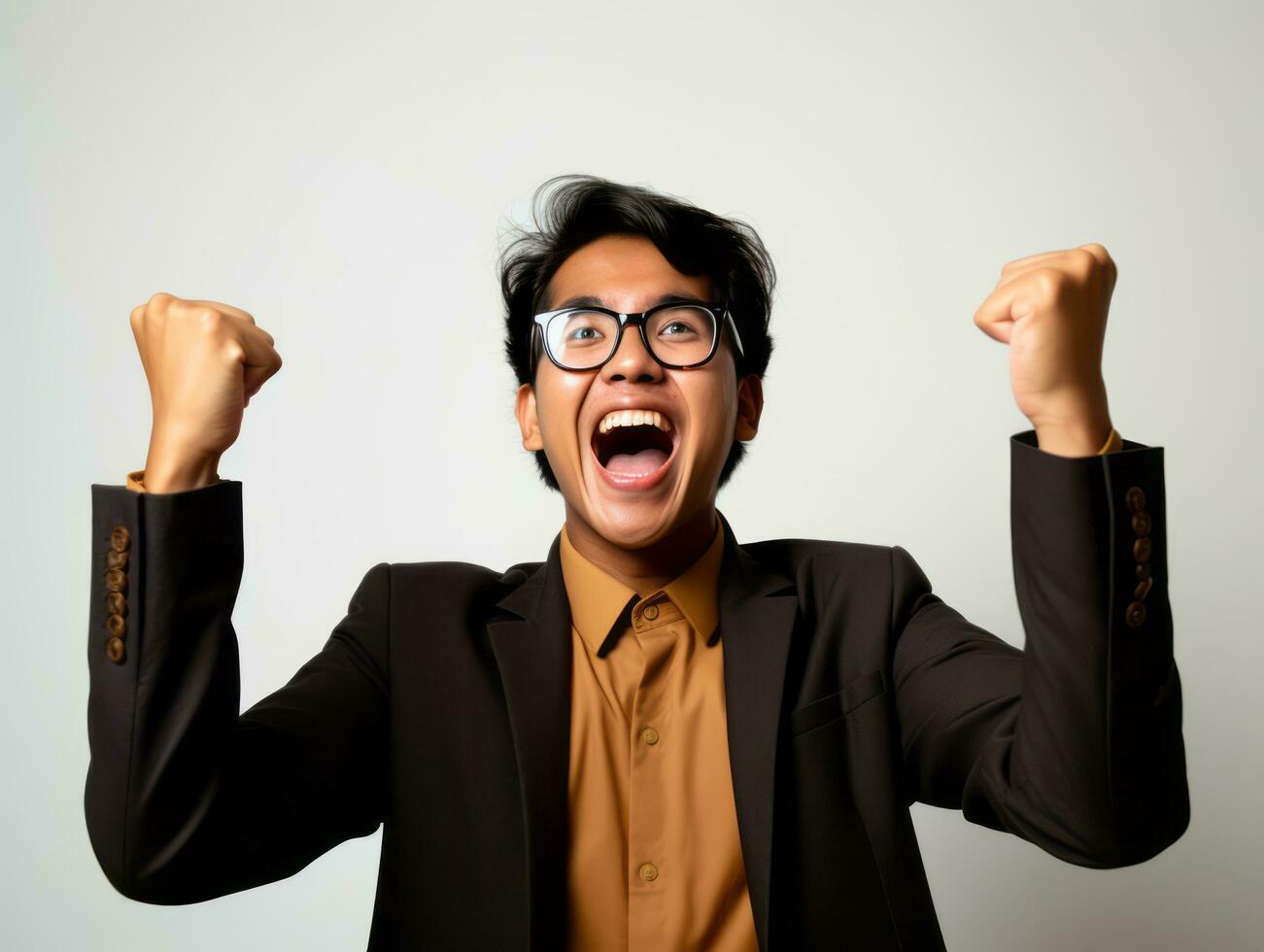 asian man emotional dynamic gestures AI Generative photo
